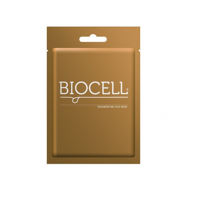 Brown Biocell battery package with white logo on a plain background