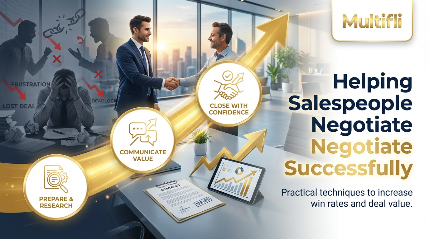 Sales training, Professionals shaking hands, for negotiation and sales skills. Gold and blue colors.