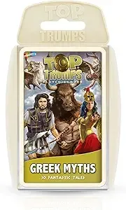 Top Trumps Greek Myths card pack with Hercules and mythological characters on the cover.