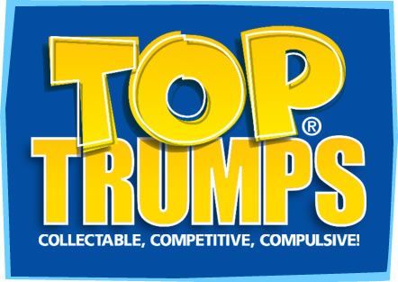 Top Trumps logo in yellow on a blue background, with the tagline “Collectable, Competitive, Compulsive!”