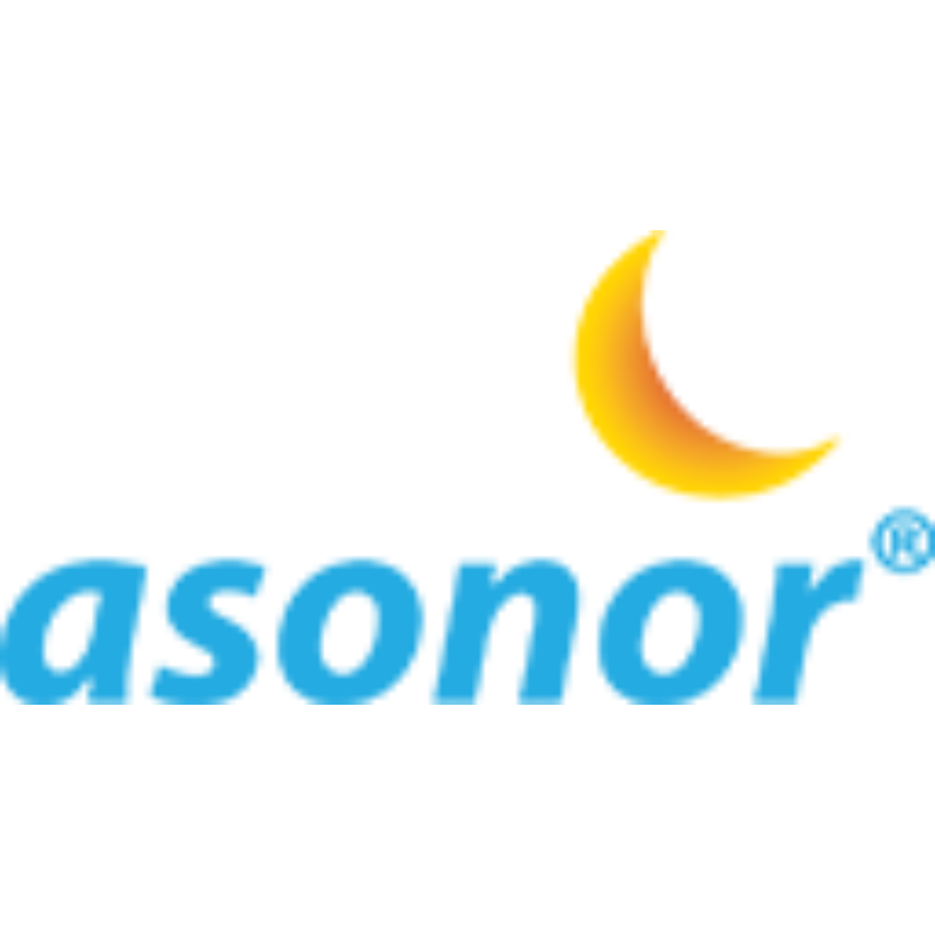 Asonor logo with blue text and a yellow crescent moon icon