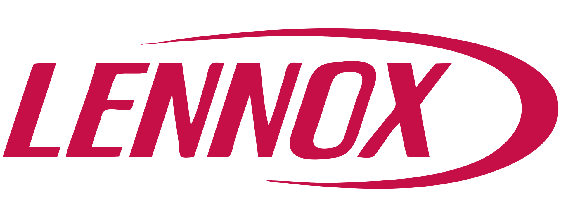 Lennox logo in red italic text with a red oval swoosh on a white background