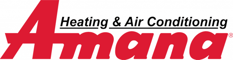 Amana Heating & Air Conditioning logo in red and black on white background