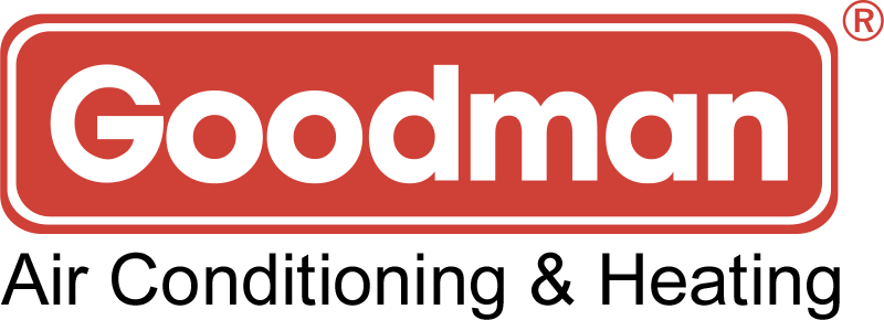 Goodman Air Conditioning & Heating logo in white text on a red background