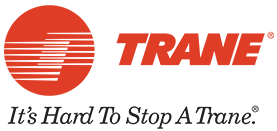 Trane logo with red circular icon and slogan “It’s Hard To Stop A Trane.”