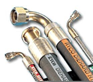 A bunch of hydraulic hoses are stacked on top of each other