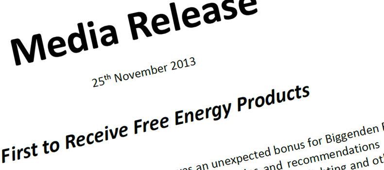 A paper that says media release first to receive free energy products