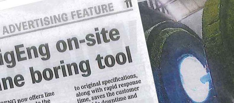 A close up of a newspaper article about a boring tool