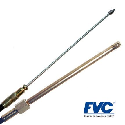 Un primer plano de un cable de dirección FVC sobre un fondo blanco.