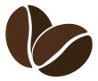 Two brown coffee beans, overlapping.