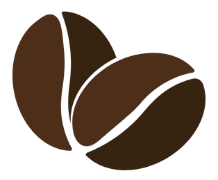 Two brown coffee beans, overlapping.