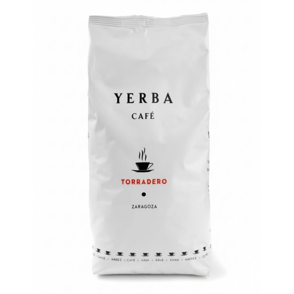 White bag of Yerba Café Torradero coffee beans.