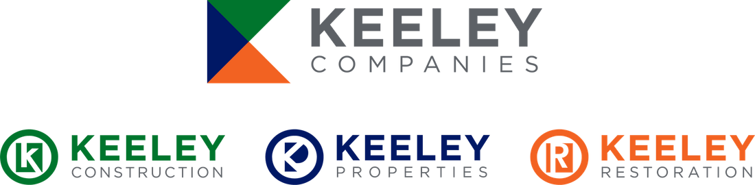 Three logos for keeley companies are shown on a white background