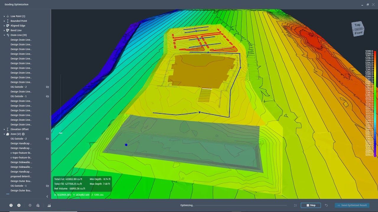 A computer screen shows a 3d model of a building