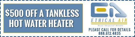A coupon for $ 500 off a tankless hot water heater