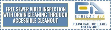 A coupon for free sewer video inspection with drain cleaning through accessible cleanout