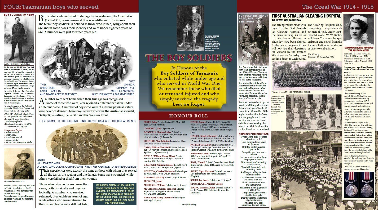 Tasmanian boys Who Served - Claremont RSL