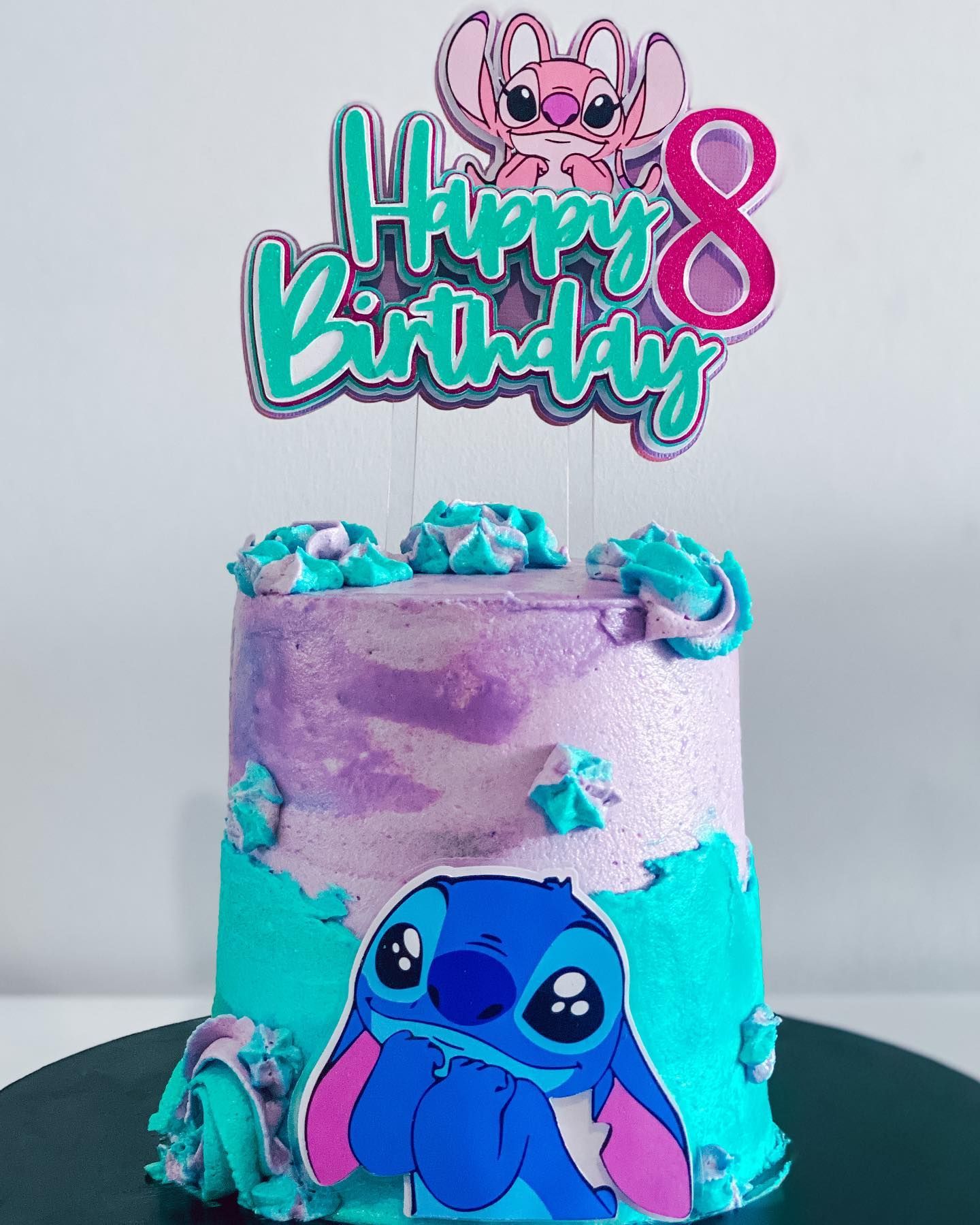Purple And Blue Cake With Custom 3D Cake Topper