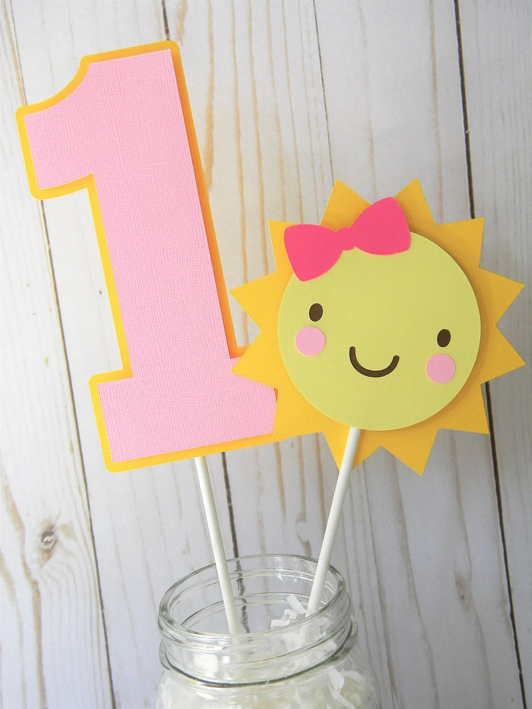 Number One And Sun Smiling Cupcake Toppers