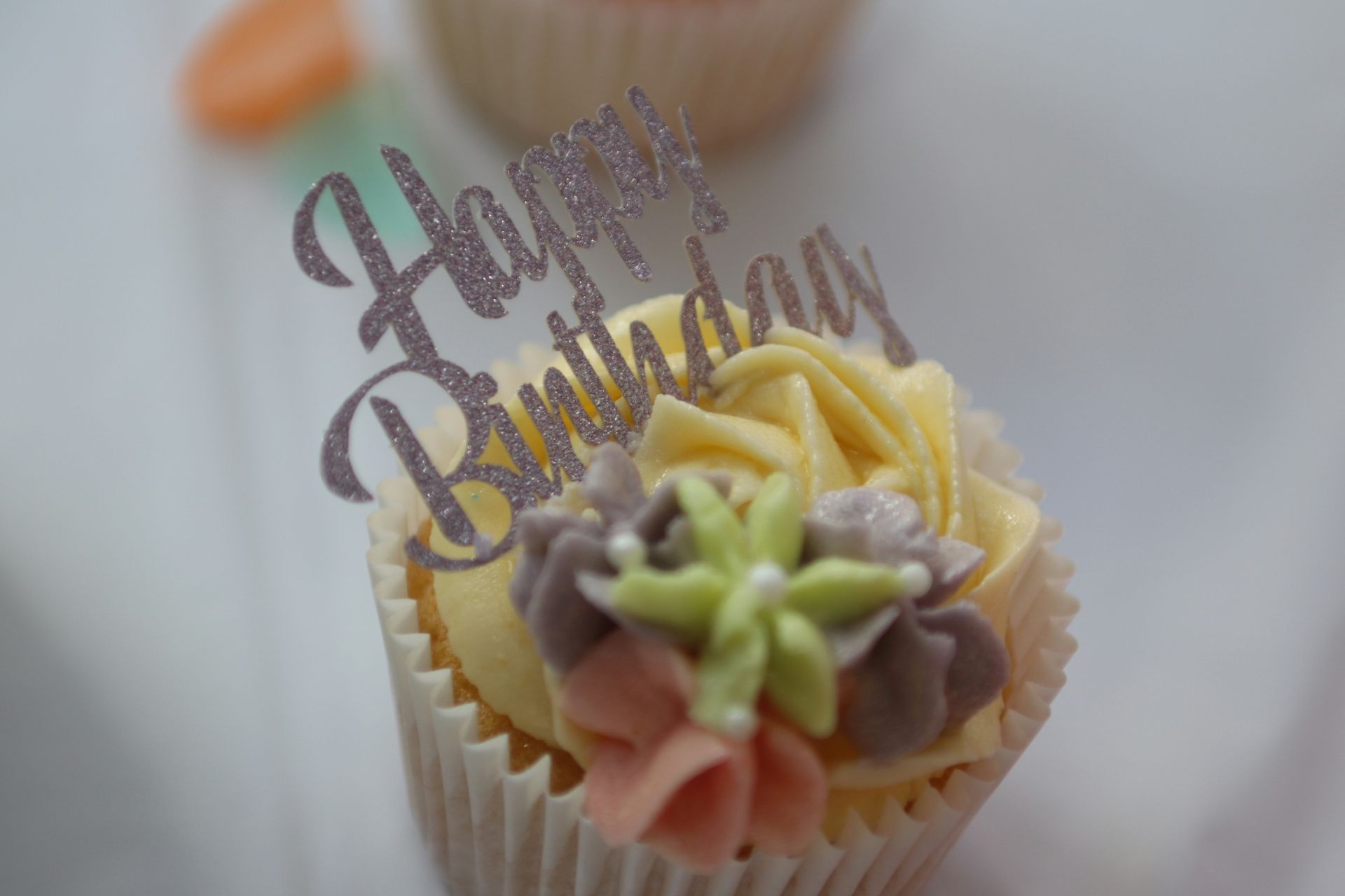 Happy Birthday Glitter Cupcake Topper