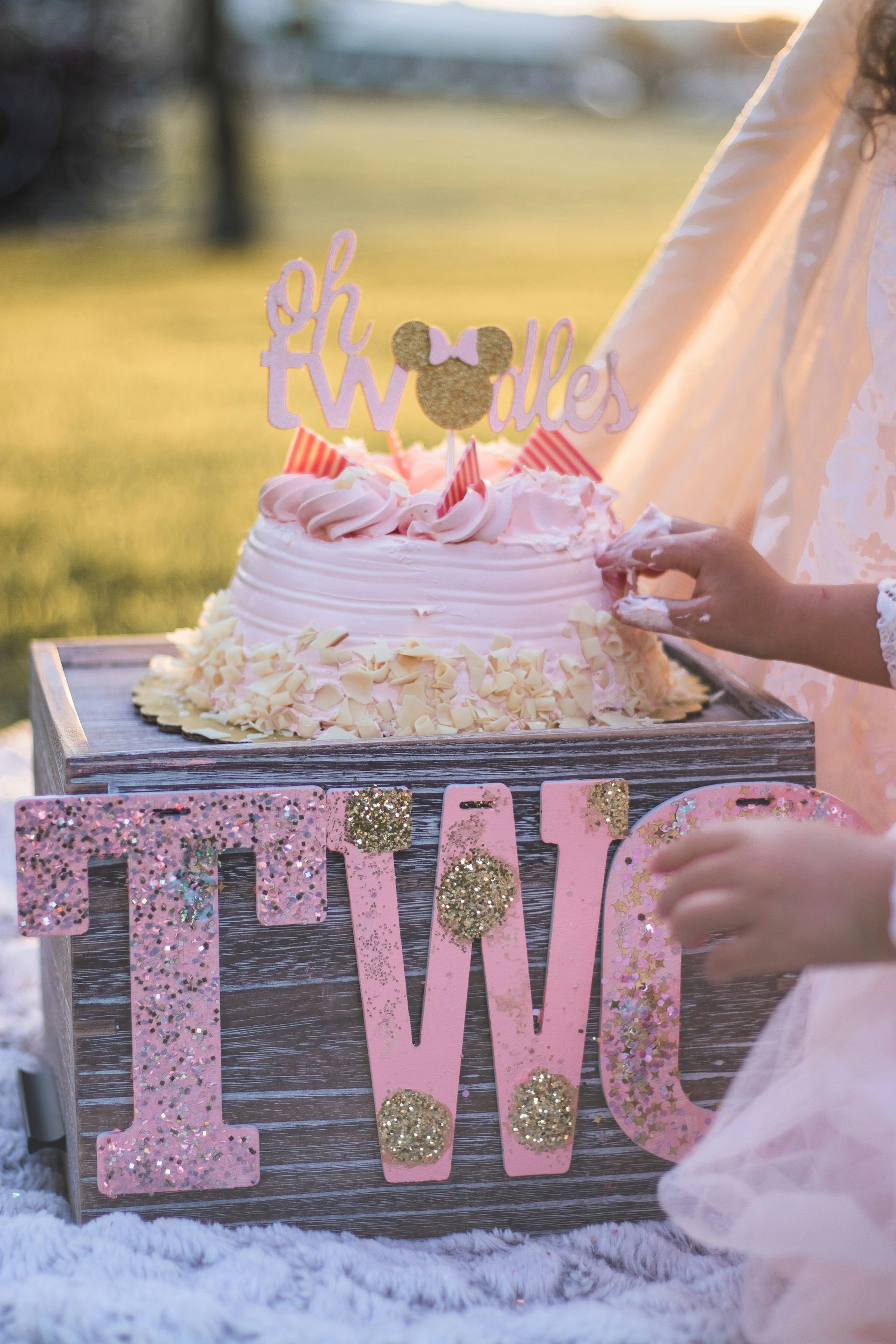 Second Birthday Cake With Custom Decor And Topper
