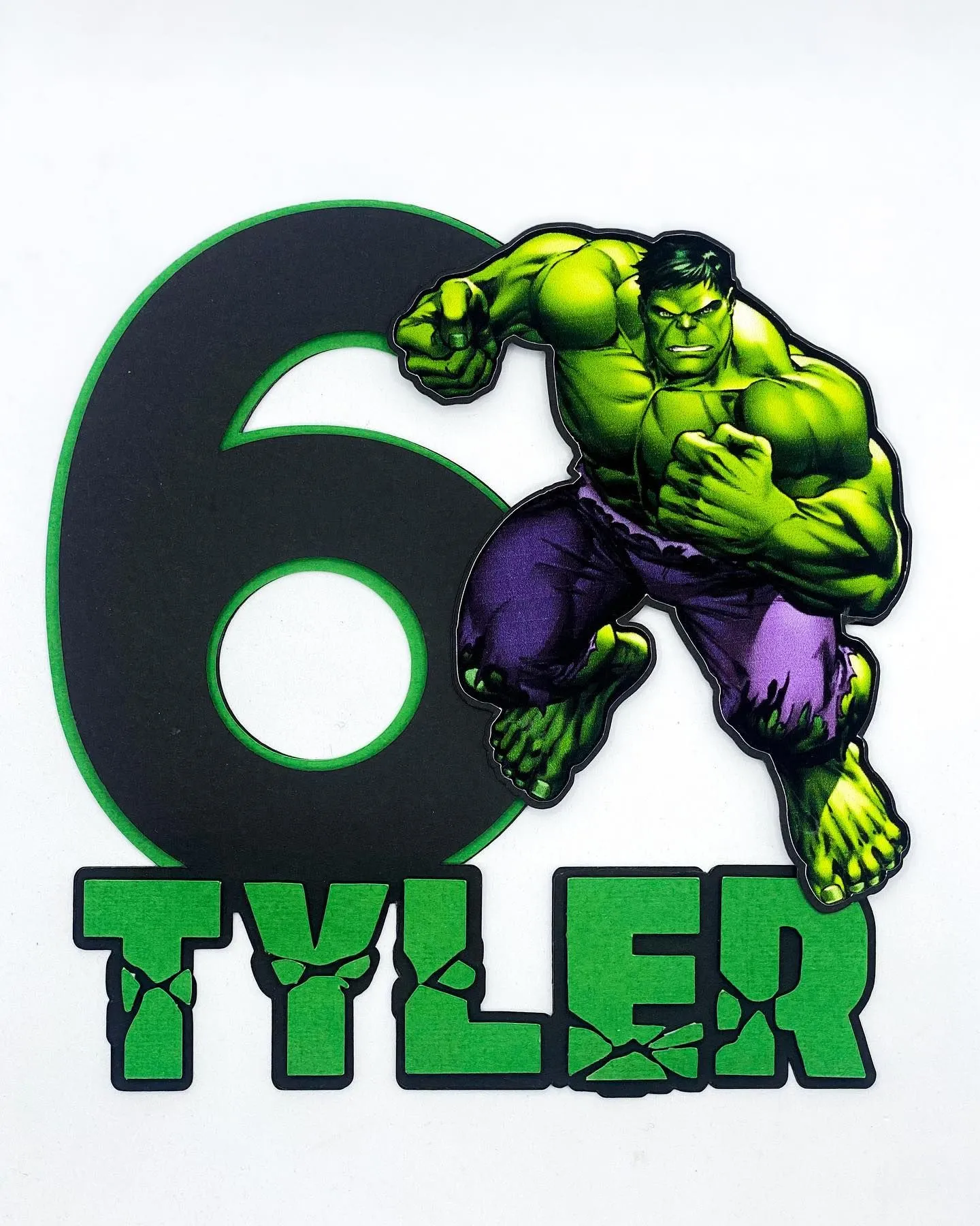 Sixth Birthday Hulk Birthday Cake Topper