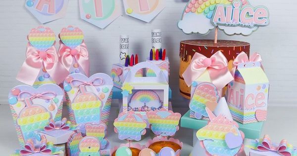 Rainbow Pop It Party Favours And Bags