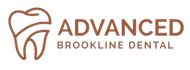 The logo for advanced brookline dental has a tooth on it.