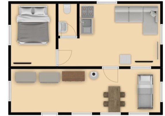 Plattegrond van de stacaravan op camping de Krim
