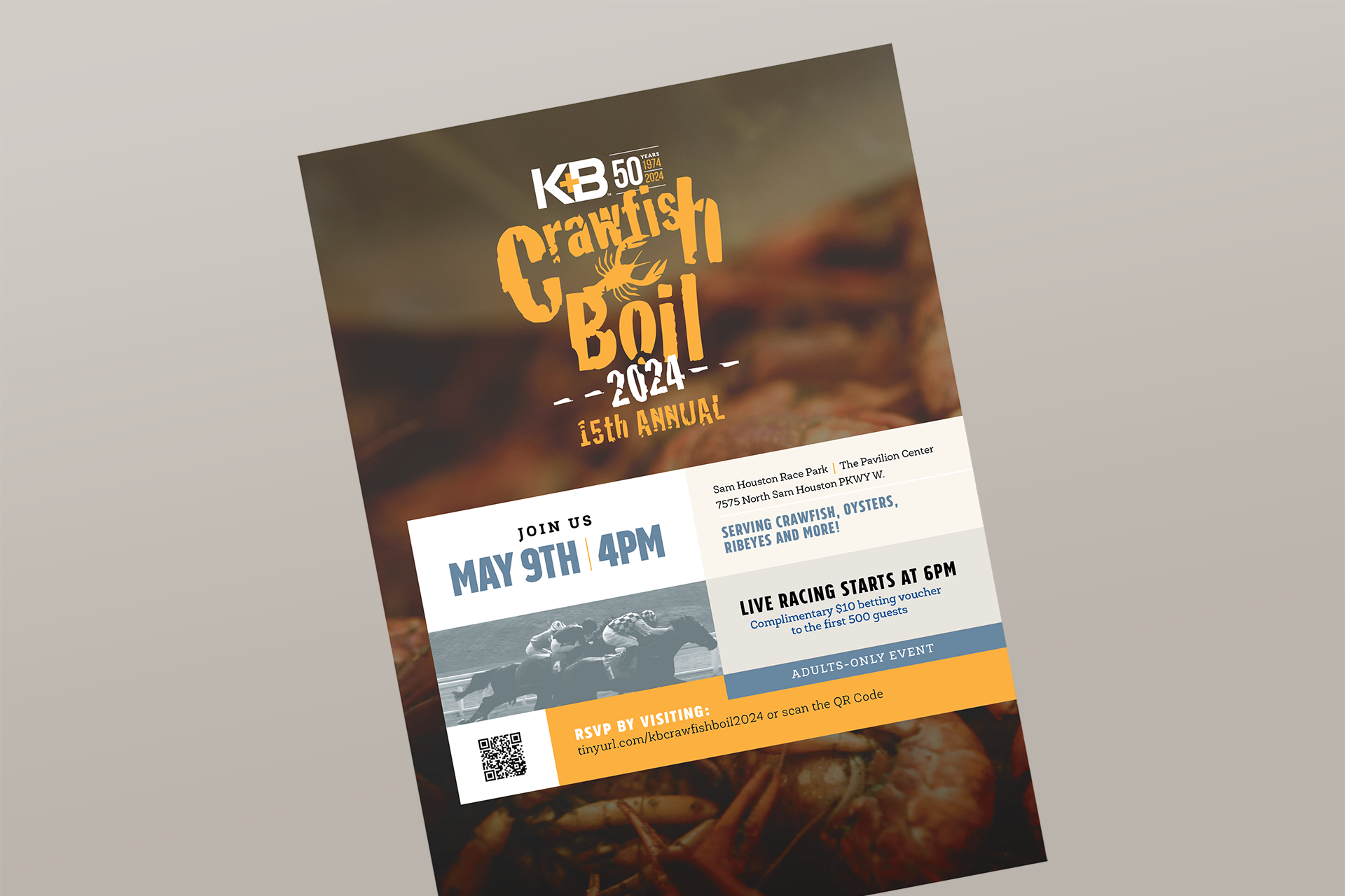 K&B 2024 Crawfish Boil invitation - 50th anniversary addition