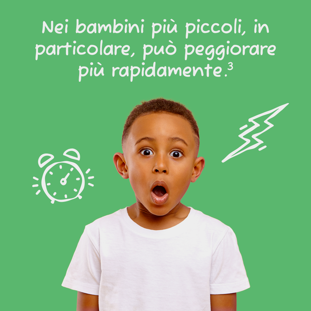 Un ragazzo è in piedi davanti a uno sfondo verde con una sveglia e un fulmine.