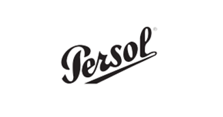 Il logo Persol è in bianco e nero su sfondo bianco.