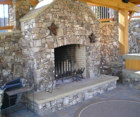 Fieldstone Natural Straight Edge Fireplace