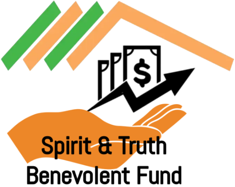 Logo with a hand supporting money and an upward arrow, under a stylized roof. 