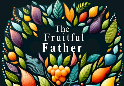 A poster for the fruitful father with leaves and grapes