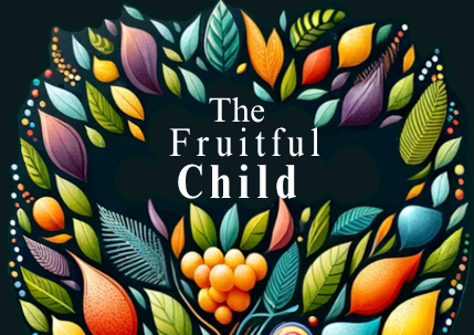 A book cover for the fruitful child with colorful leaves and fruits