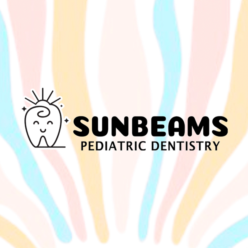 A logo for a pediatric dentistry with a tooth with a face on it.