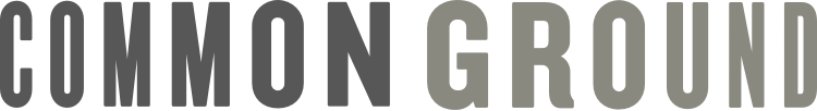 The word common ground is written in black and white on a white background.