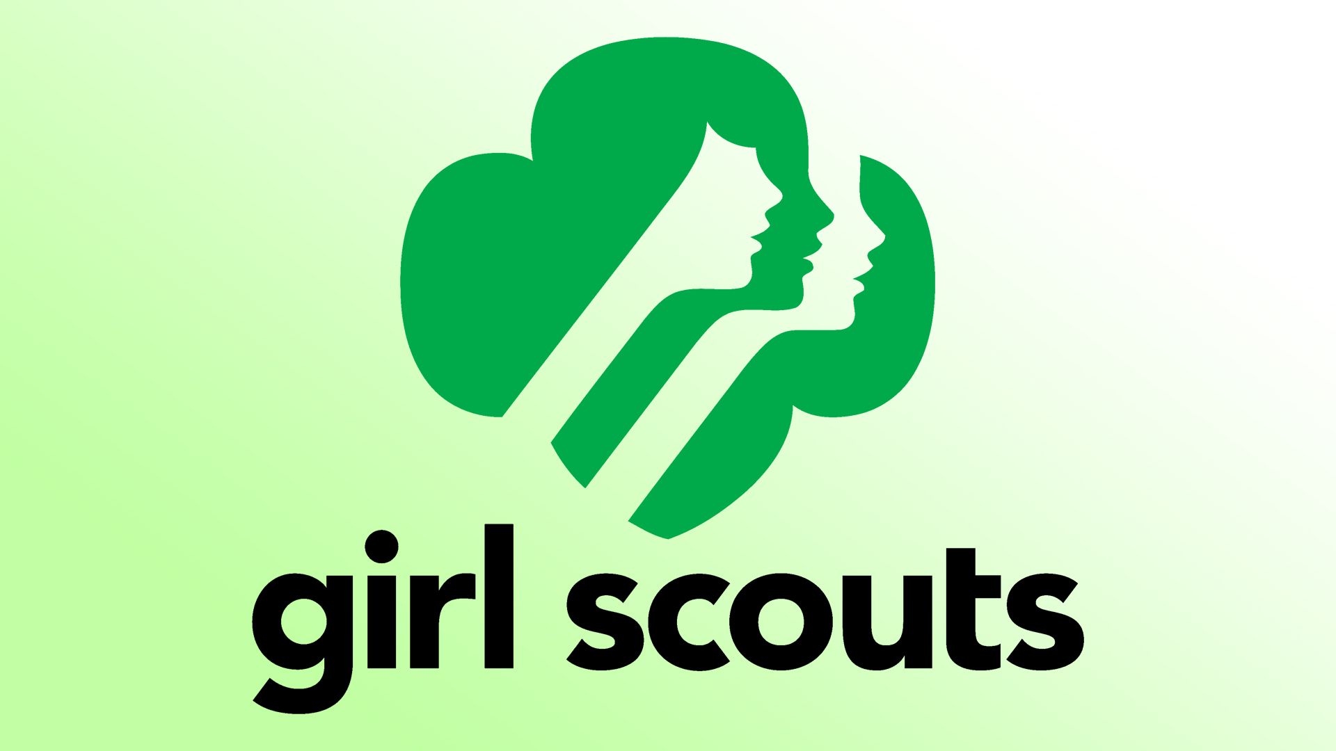 The girl scouts logo is green and has two women 's faces on it.