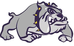 A cartoon drawing of a bulldog with spikes on its collar.