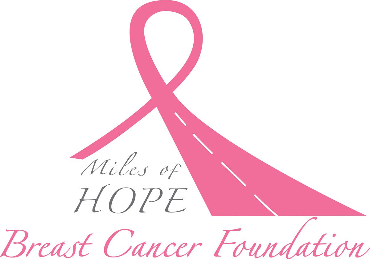The logo for the miles of hope breast cancer foundation
