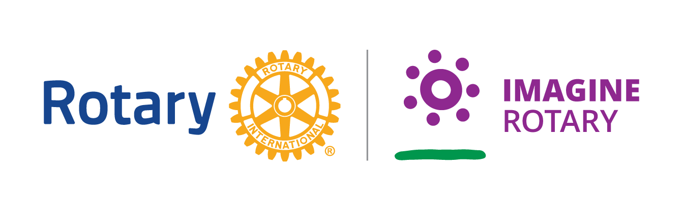 A logo for rotary and imagine rotary on a white background.