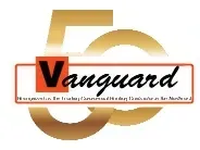 A logo for a company called vanguard that is celebrating its fifth anniversary.