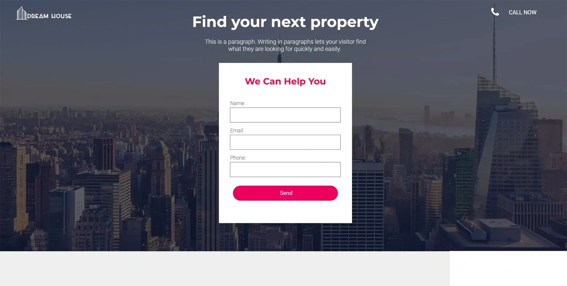 A screenshot of a website that says find your next property