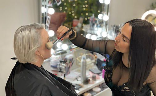 Makeup Stylist Doing Makeup — Naples, FL — Pampered Image Beauty Bar & Bridal