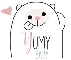 Un logotipo de Baby Meca con un arcoíris y orejas de oso.