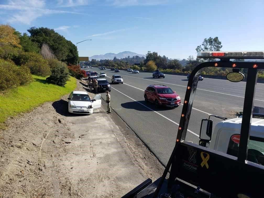 Damaged White Car due to an Accident — Concord, CA — ABC Towing