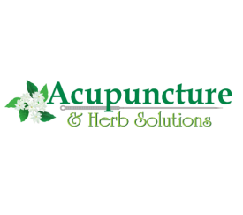 A green logo for acupuncture and herb solutions