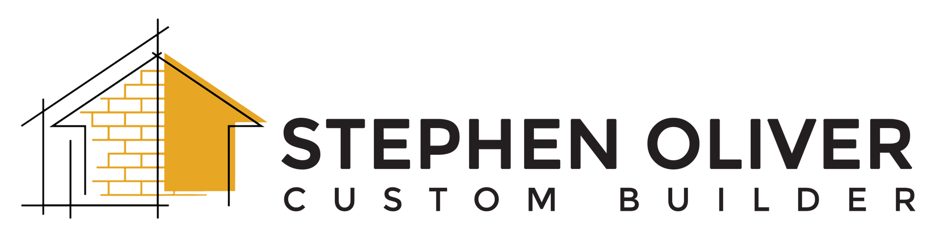 A logo for stephen oliver custom builder with a drawing of a house