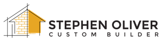 A logo for stephen oliver custom builder with a drawing of a house